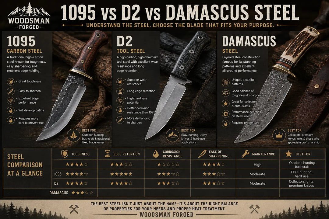 1095 vs D2 vs Damascus Steel: Which Knife Steel Is Right for You?