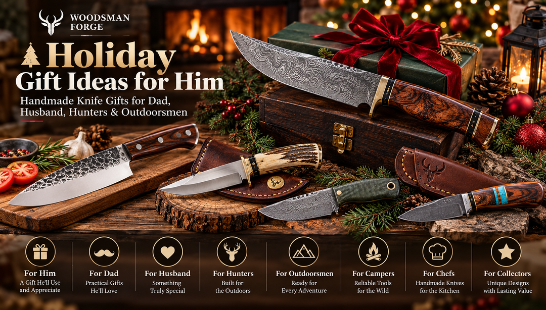 Holiday Gift Ideas for Him: Handmade Knife Gifts for Dad, Husband, Hunters & Outdoorsmen