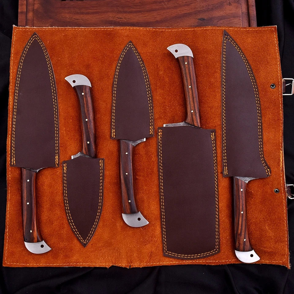 Handmade Chef Knife Set | Kitchen Knives | Outdoor Camping | WOODSMAN FORGE