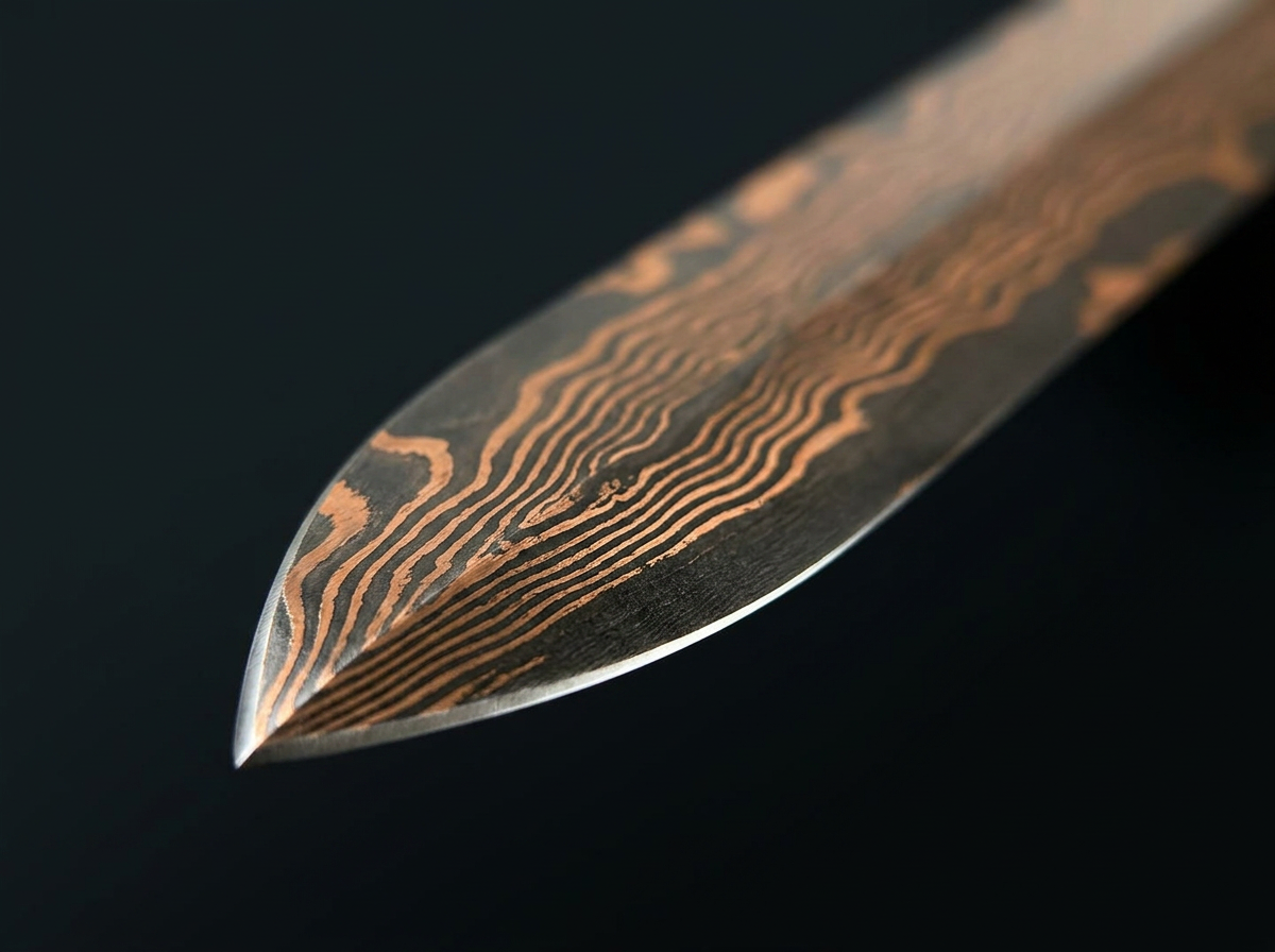 WOODSMAN FORGE Copper Damascus Steel Sword