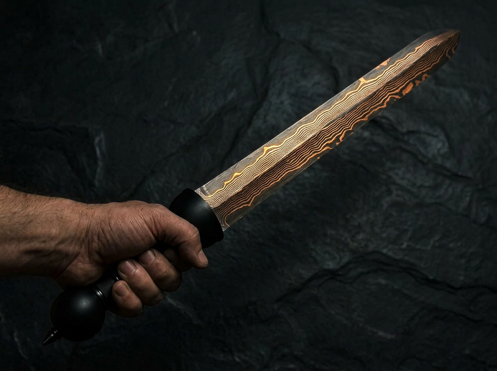 WOODSMAN FORGE Copper Damascus Steel Sword