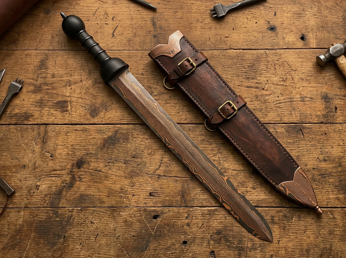 WOODSMAN FORGE Copper Damascus Steel Sword