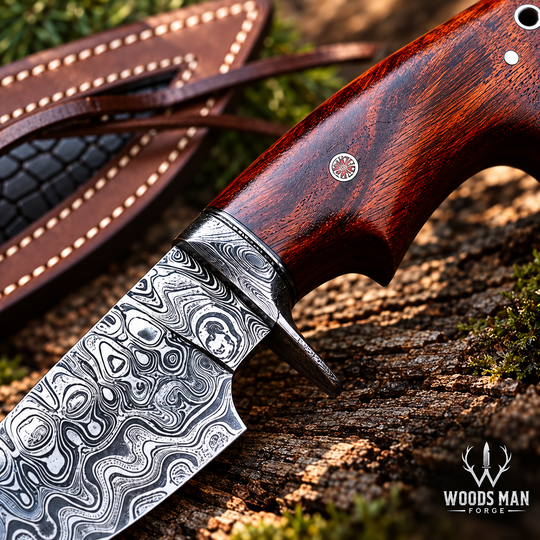 Hunting Damascus Knife Fixed Blade 10" Handmade Patented - Predator Hunter WOODSMAN FORGE