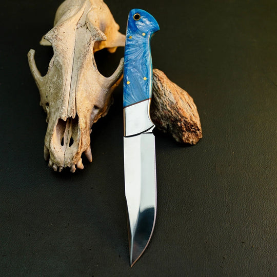 9.1" Handmade Bushcraft Knife – Stainless Steel Full Tang Resin Handle