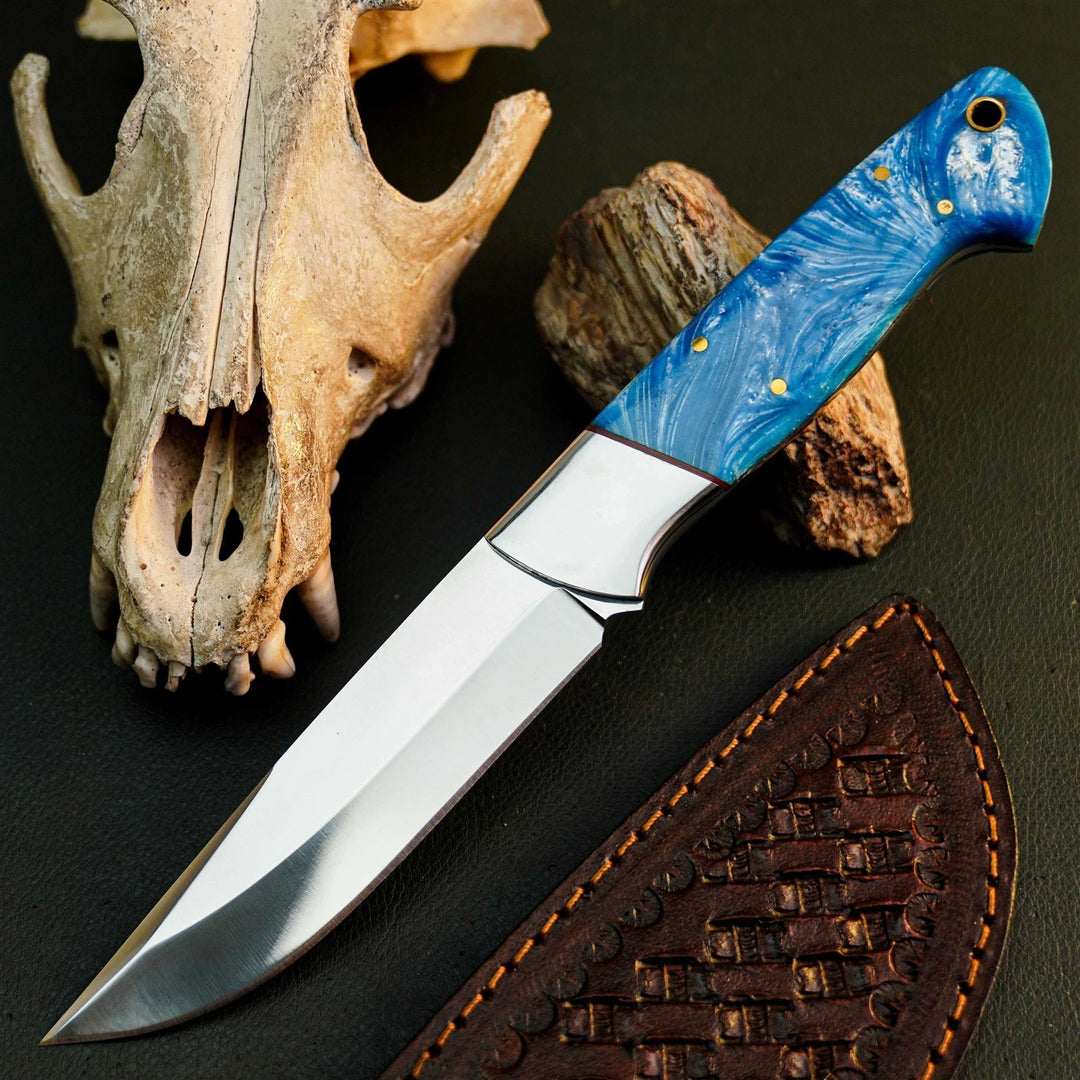 9.1" Handmade Bushcraft Knife – Stainless Steel Full Tang Resin Handle