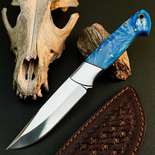 9.1" Handmade Bushcraft Knife – Stainless Steel Full Tang Resin Handle