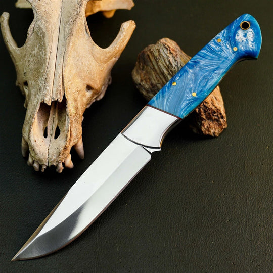9.1" Handmade Bushcraft Knife – Stainless Steel Full Tang Resin Handle