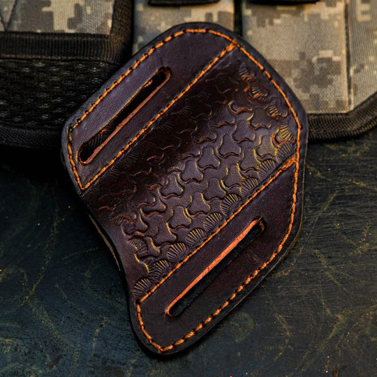 Damascus Hunting Pocket Knife with Camel Bone, Wenge &amp; Resin Handle