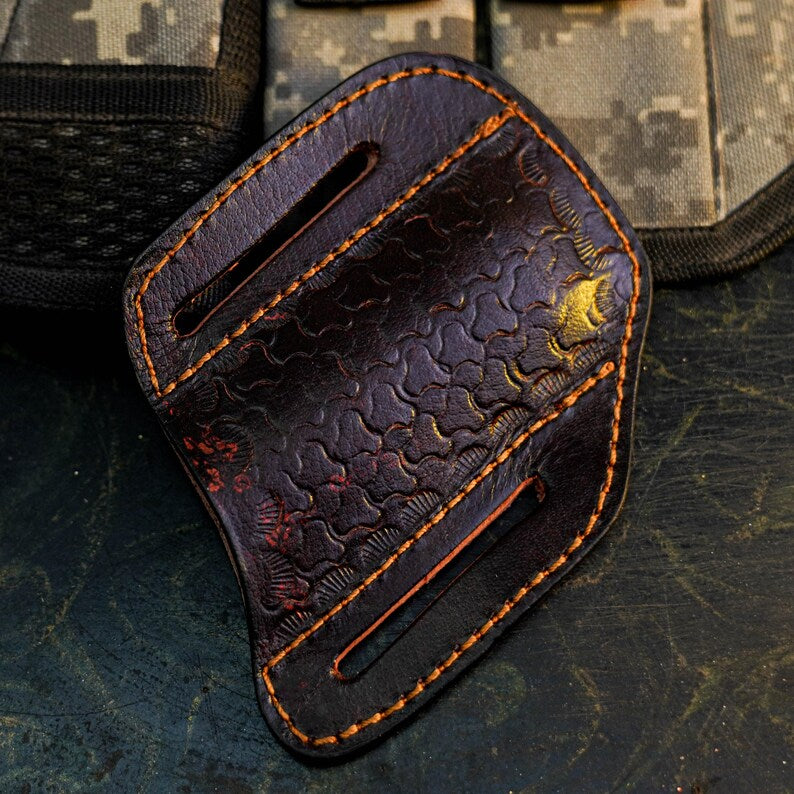 Damascus San Mai Pocket Knife with Resin Handle