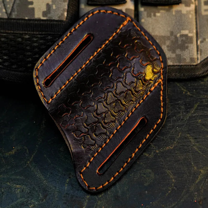 Damascus Folding Hunting Knife with Wenge &amp; Camel Bone Handle