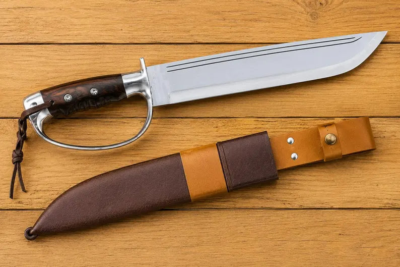 18-Inch D2 Steel D-Guard Bowie Knife with Rosewood Handle