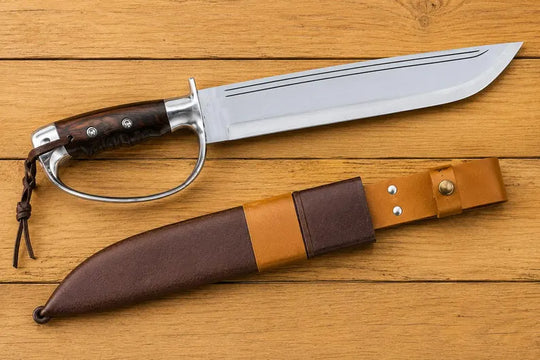 18-Inch D2 Steel D-Guard Bowie Knife with Rosewood Handle
