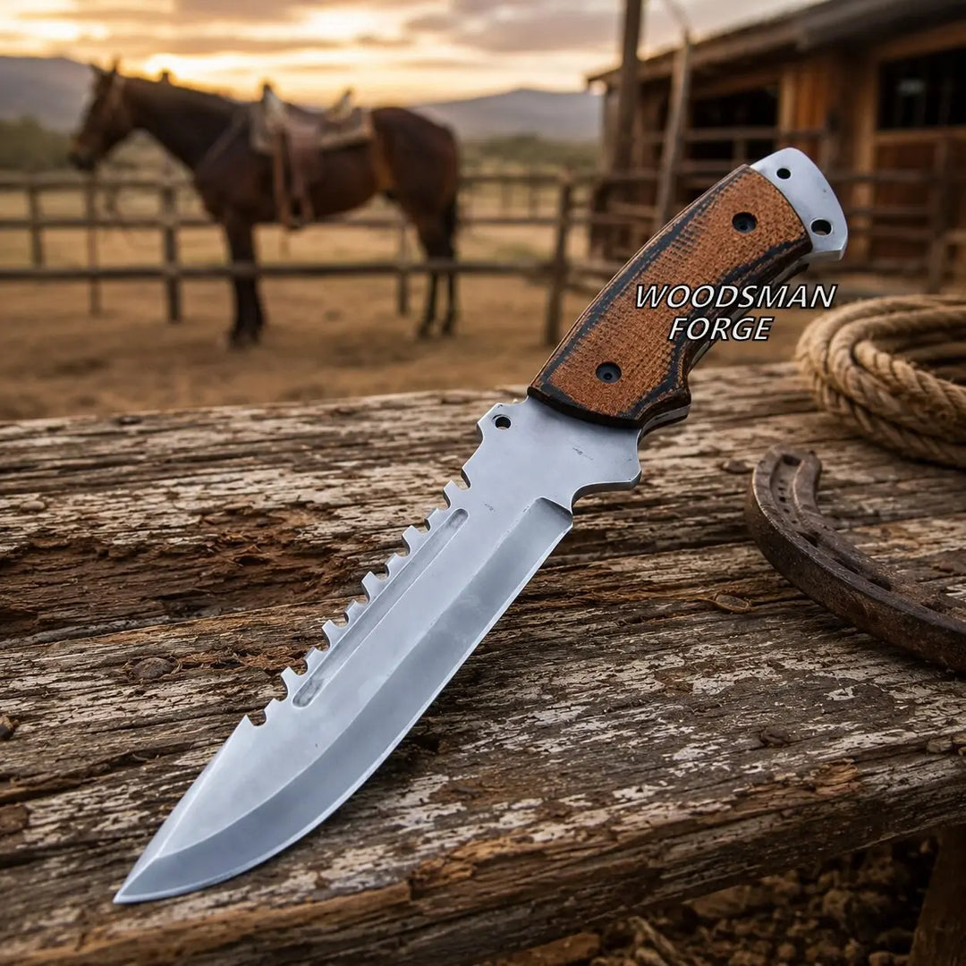 Ironvale Bowie Knife – 13" D2 Steel, G10 Handle &amp; Full Tang WOODSMAN FORGE