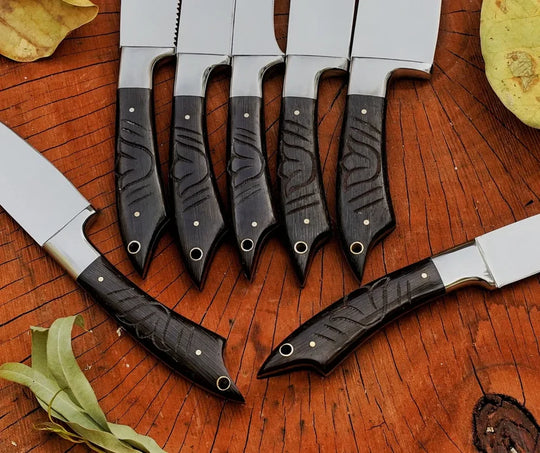Handmade J2 Steel Chef Knife Set with Wenge Wood Handles &amp; Leather Roll