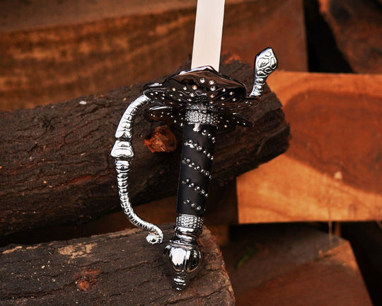 Handmade Stainless Steel Rapier Sword with Leather-Wrapped Handle &amp; Scabbard