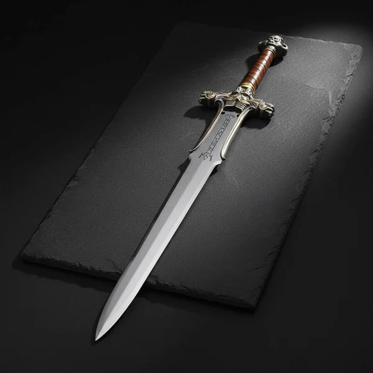 Handcrafted Barbarian Broad Sword with Dragon Guard &amp; Skull Pommel