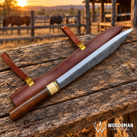Oakbone Ridgeguard™ Norse Seax Knife – 1040 Carbon Steel, Walnut &amp; Natural Bone WOODSMAN FORGE