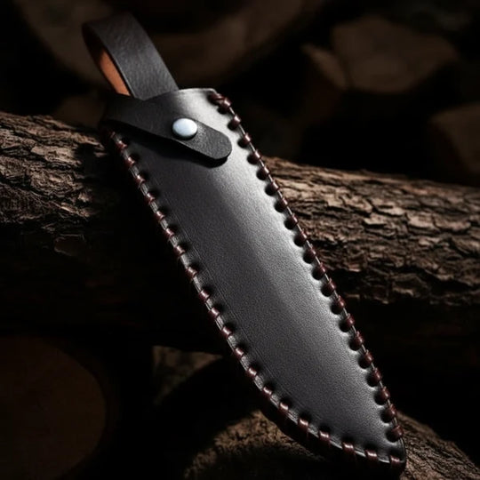 D2 Steel Bowie Knife – Mirror Polish, Stag Antler Handle &amp; Leather Sheath