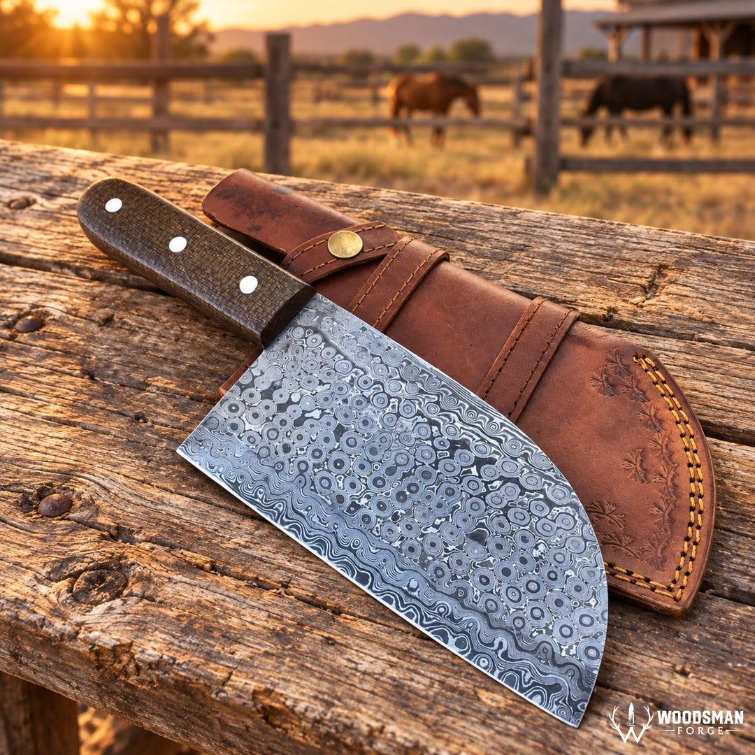 A large Damascus steel chef&