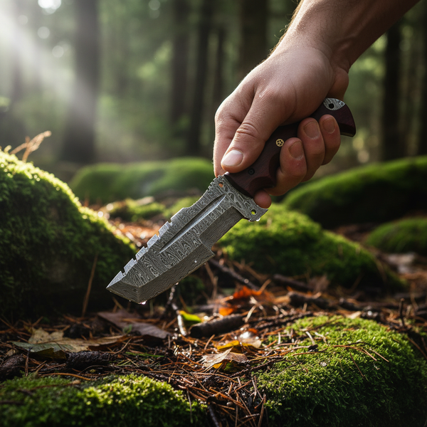 Hand Forged Damascus Tracker Knife with Micarta Handle