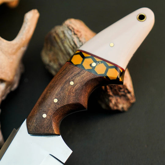 8.9" Handmade Stainless Steel Hunting Knife – Full Tang Wood Handle &amp; Sheath