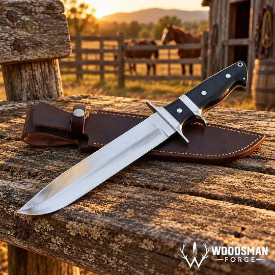 Frontiermark Pioneer Bowie Knife – High Carbon Stainless Steel &amp; Micarta WOODSMAN FORGE