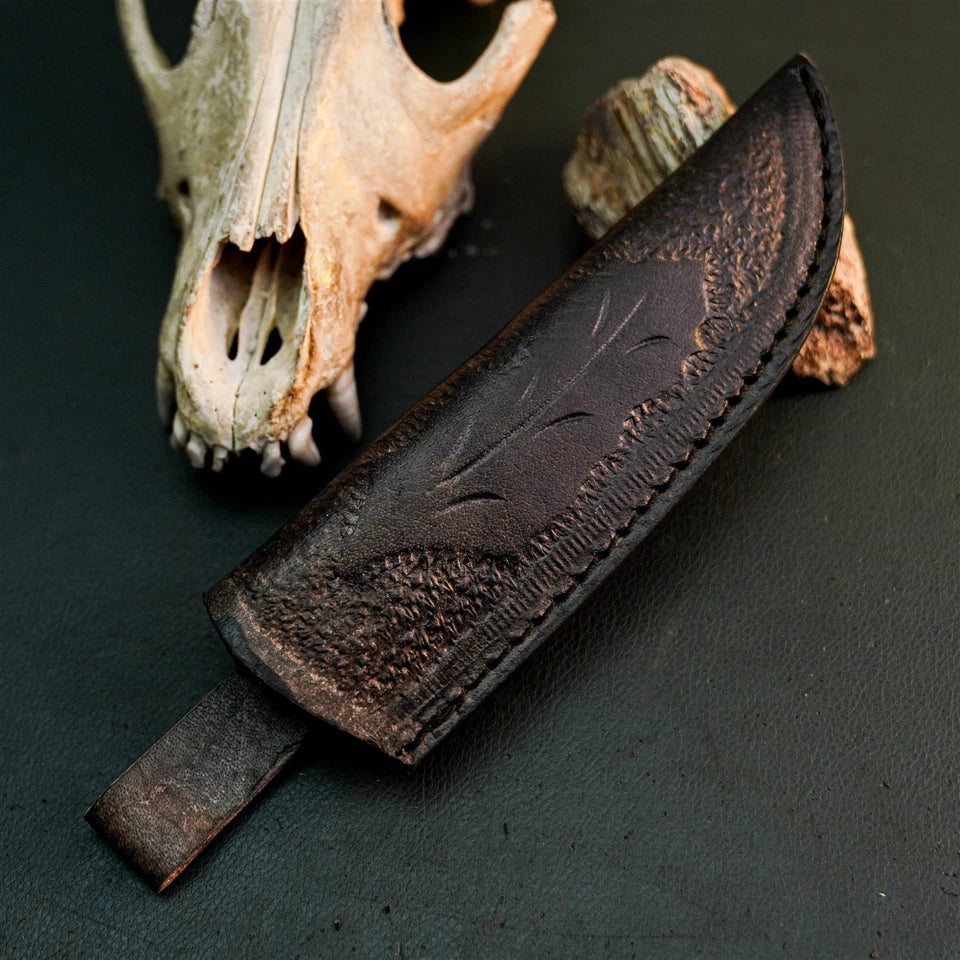 8.6" Handmade Stainless Steel Hunting Knife – Full Tang Resin Handle &amp; Sheath