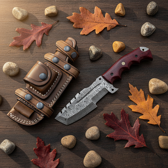Hand Forged Damascus Tracker Knife with Micarta Handle