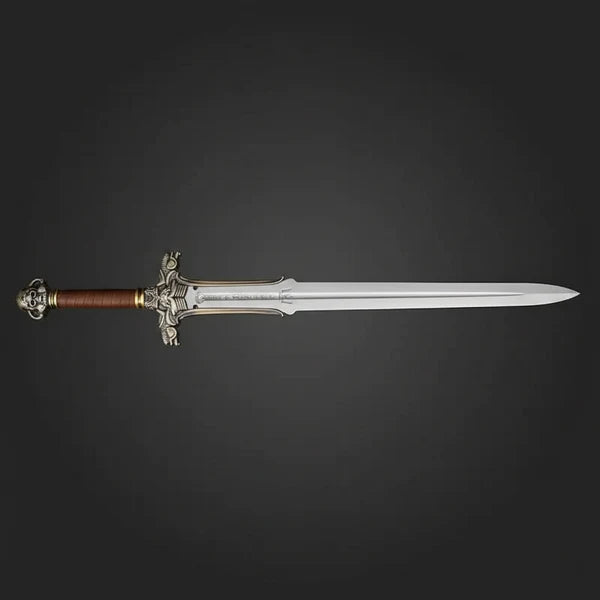 Handcrafted Barbarian Broad Sword with Dragon Guard &amp; Skull Pommel
