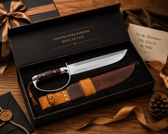 18-Inch D2 Steel D-Guard Bowie Knife with Rosewood Handle