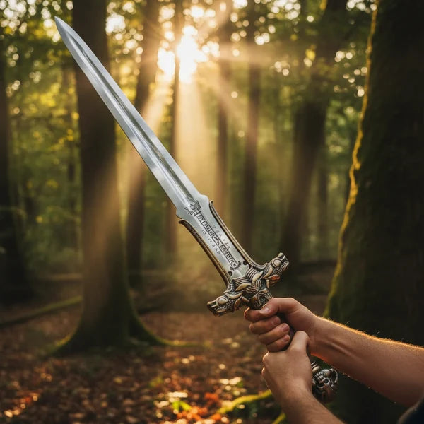 Handcrafted Barbarian Broad Sword with Dragon Guard &amp; Skull Pommel