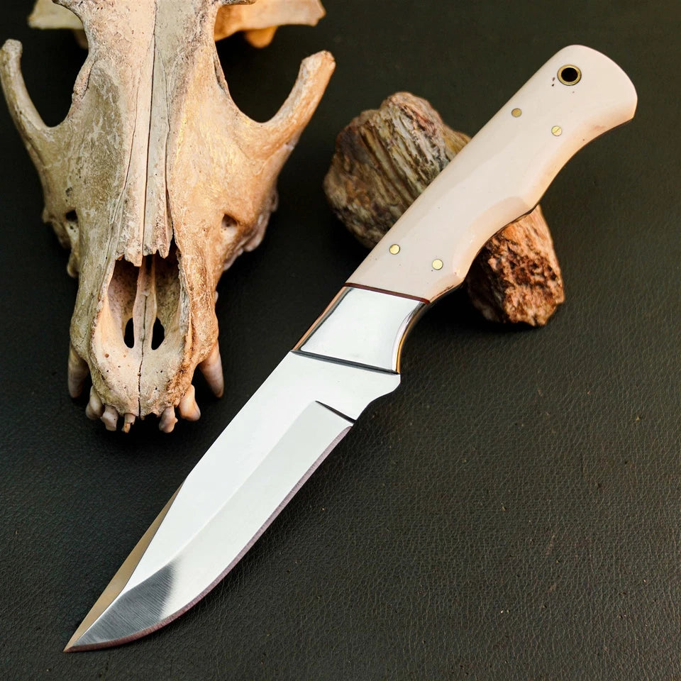 8.7" Handmade Stainless Steel Hunting Knife – Full Tang Resin Handle &amp; Sheath